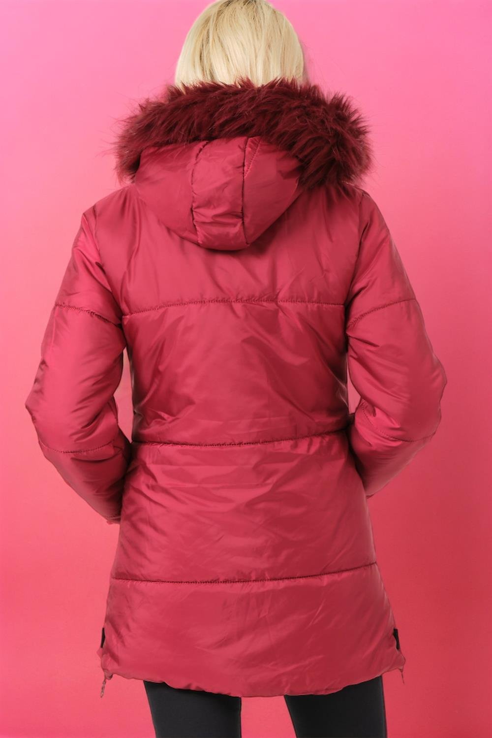 Z6668 DEWBERRY LADIES' COAT-PLAIN BURGUNDY