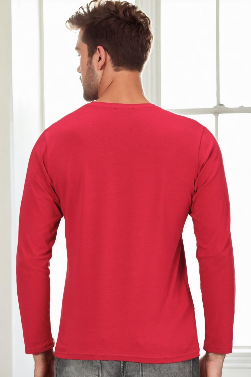 T9587 DEWBERRY V-NECK MEN'S LONG SLEEVE T-SHIRT-BURGUNDY
