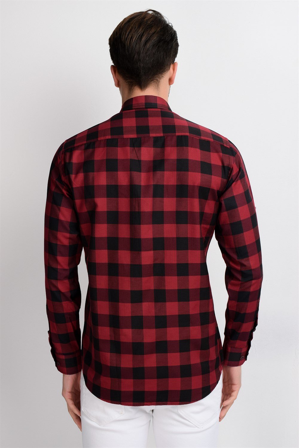 G665 DEWBERRY MEN'S SHIRT-BLACK-BURGUNDY