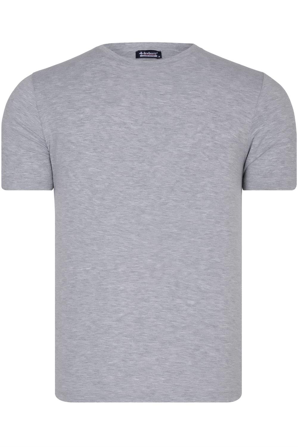 T8569 DEWBERRY BIKE COLLAR MENS T-SHIRT-PLAIN GREY