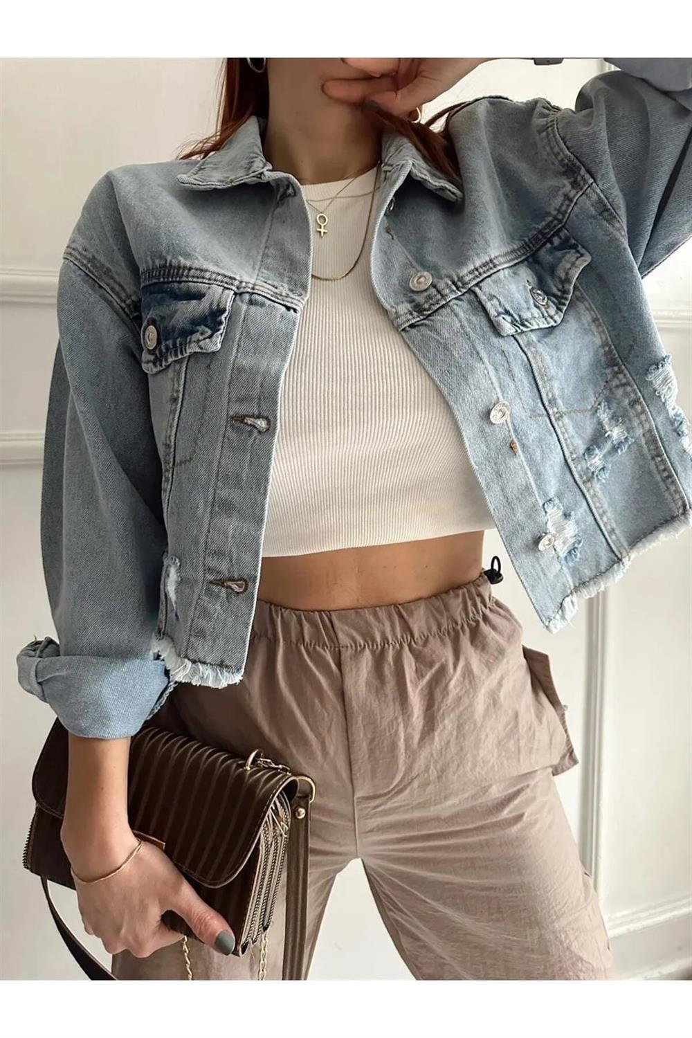 90767 Dewberry Ice Blue Laser Denim Jacket-BLUE