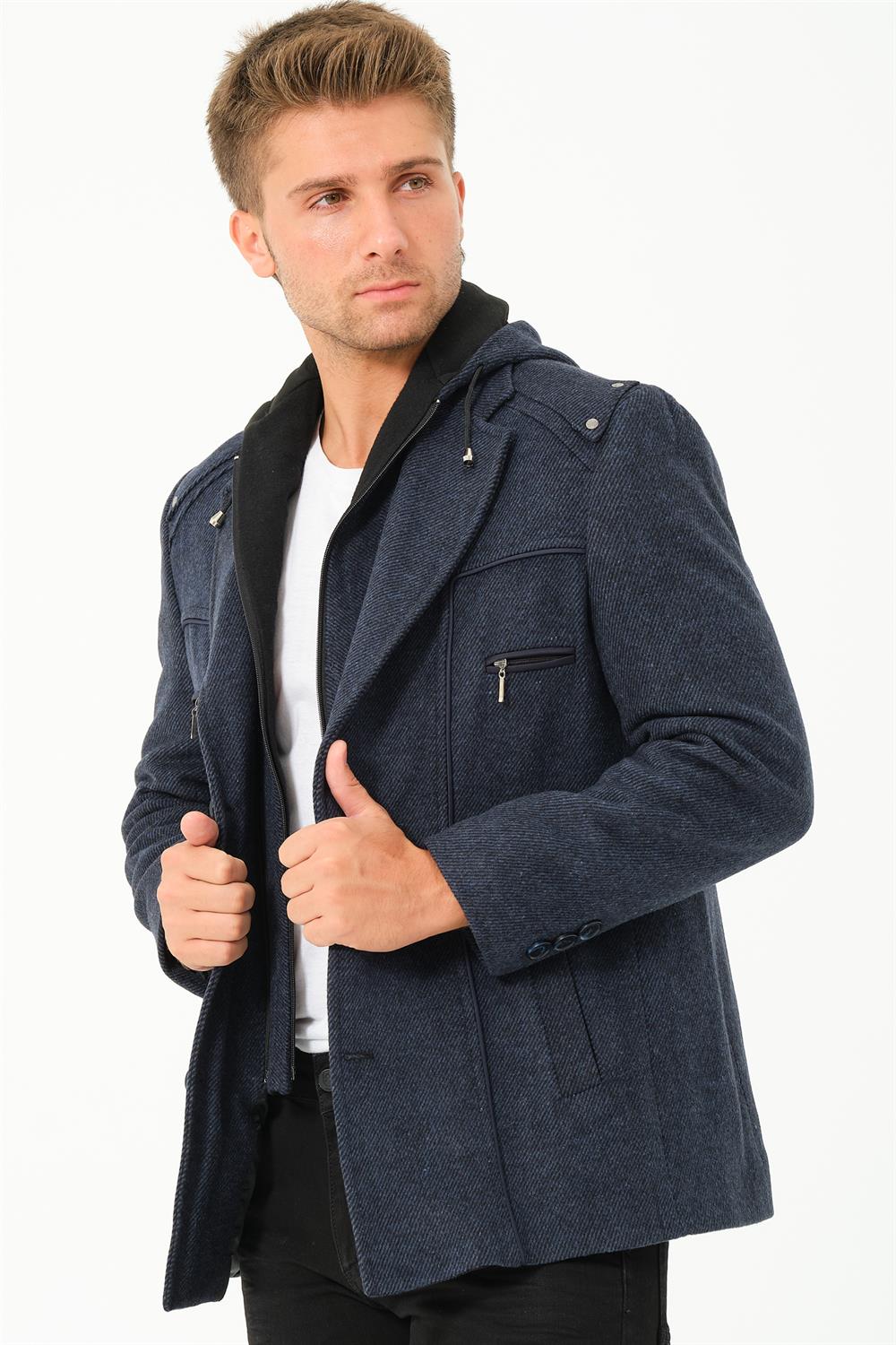 K7532 DEWBERRY MEN&#039;S COAT-DIAGONAL NAVY BLUE
