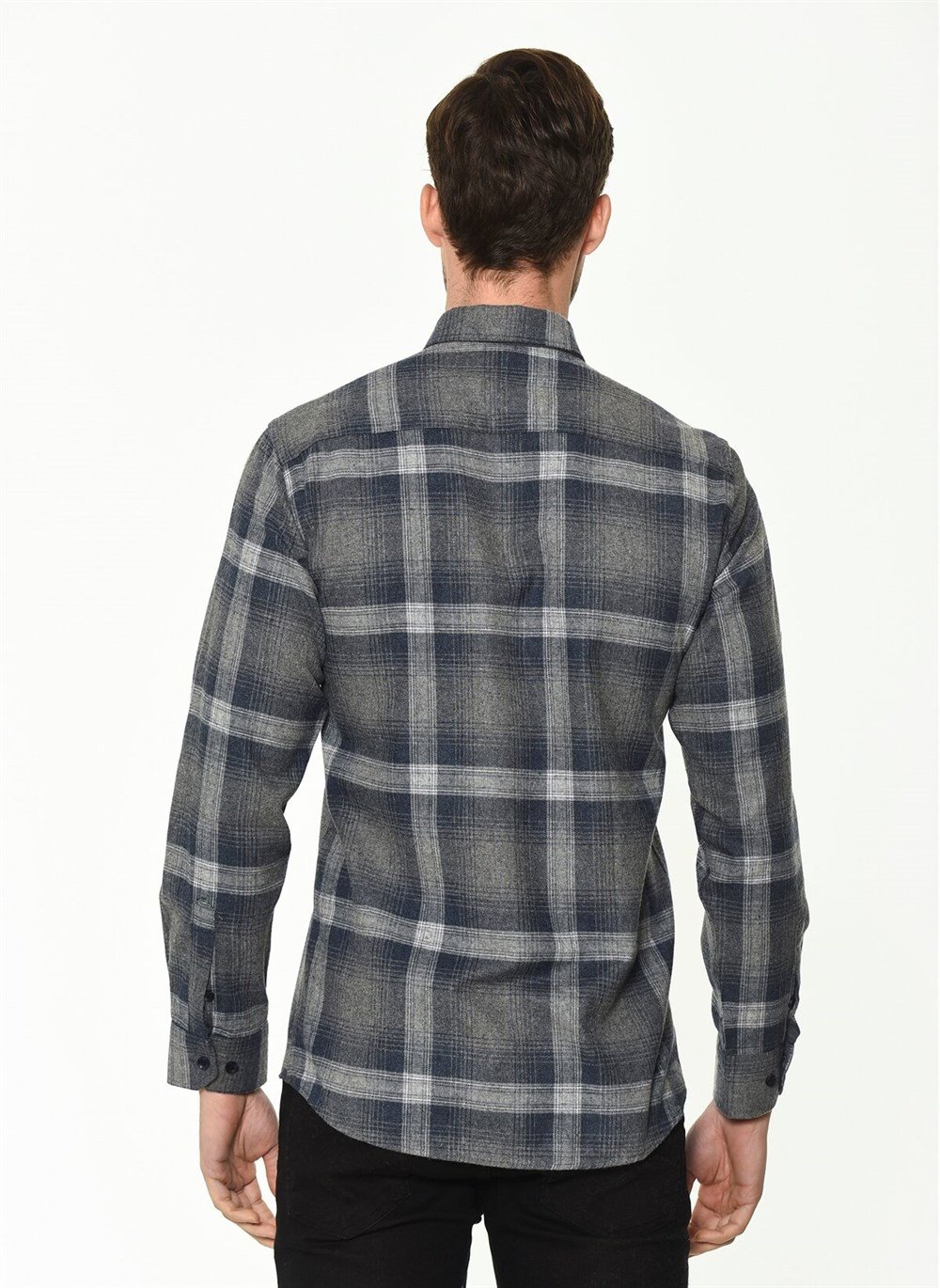 G708 DEWBERRY MEN'S SHIRT-GREY - NAVY BLUE
