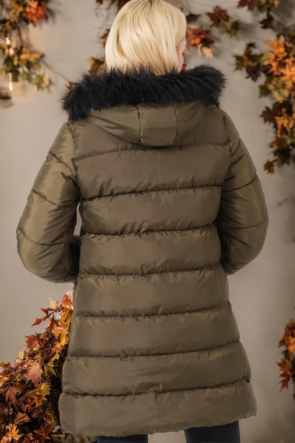 Z6759 DEWBERRY WOMEN'S COAT-PLAIN KHAKI