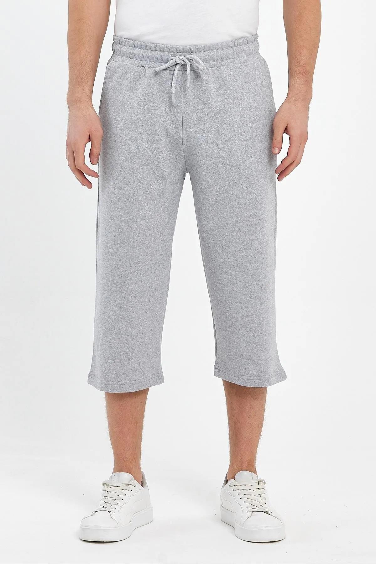 92406 Dewberry Adjustable Elastic Waist Mens Capri-GREY