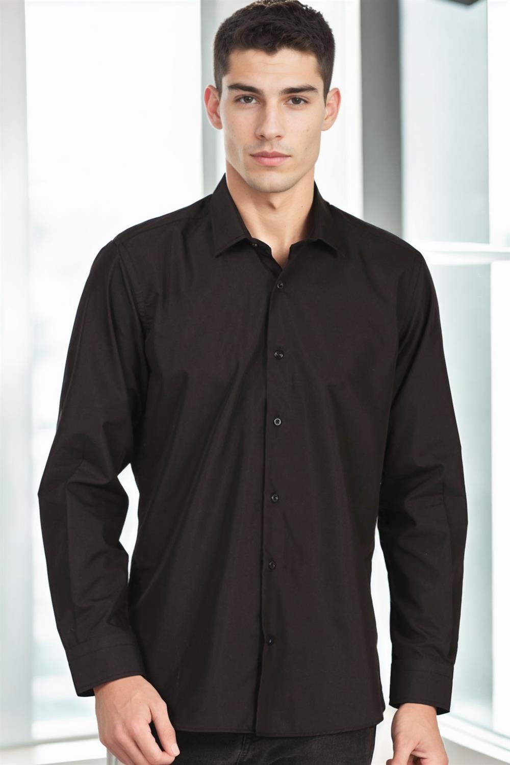 G726 DEWBERRY MEN&#039;S SHIRT-LIGHT BLACK