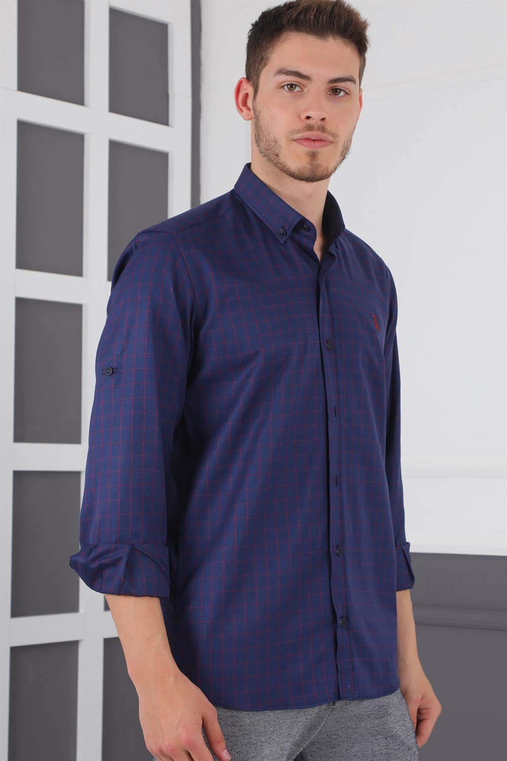 G720 DEWBERRY MEN&#039;S SHIRT-NAVY-BURGUNDY