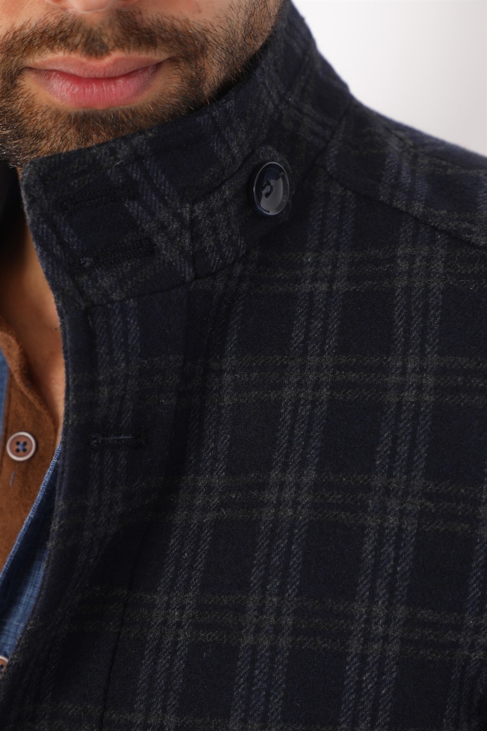 PLT8370 DEWBERRY MEN&#039;S COAT-PATTERNED NAVY BLUE