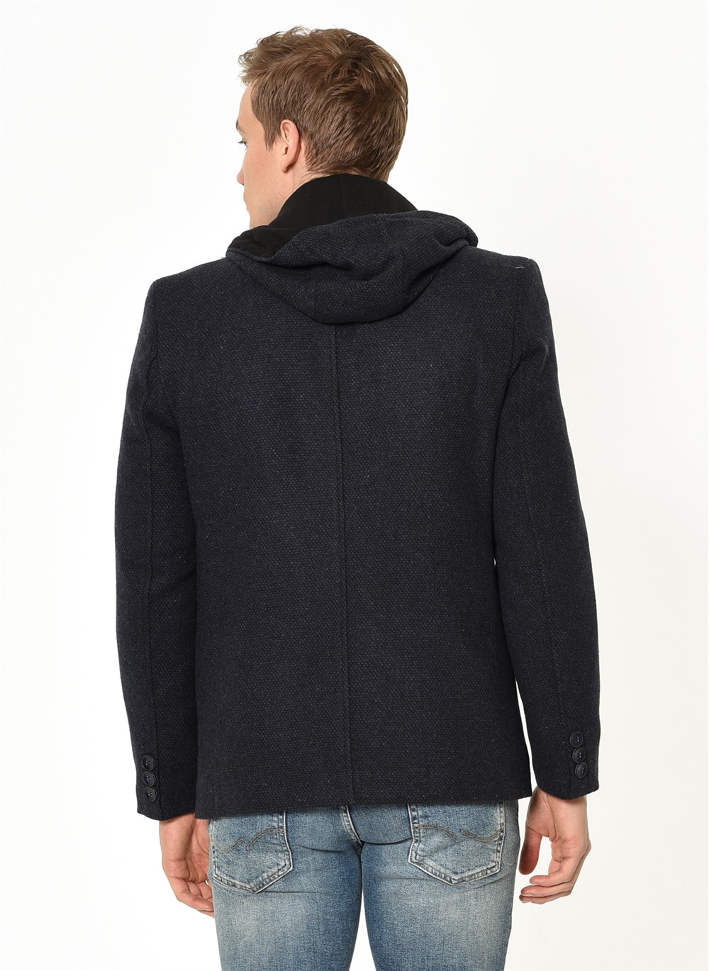 K7532 DEWBERRY MEN&#039;S COAT-PATTERNED INDIGO