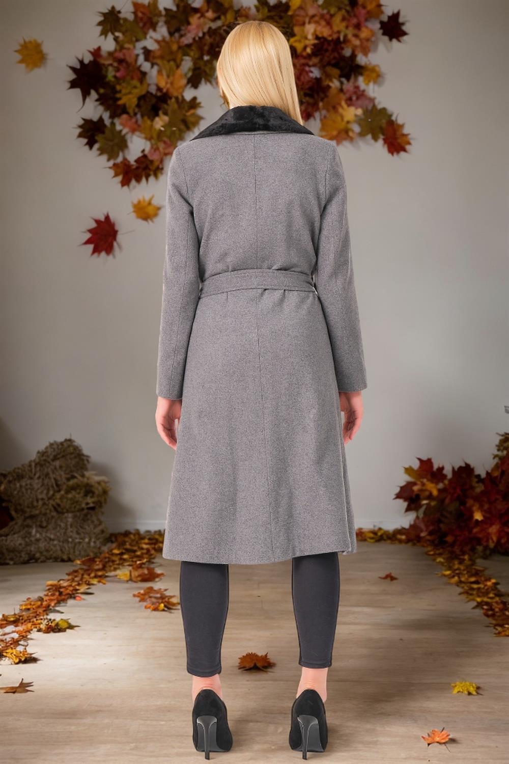 Z6671 DEWBERRY LADIES' COAT-PLAIN GREY