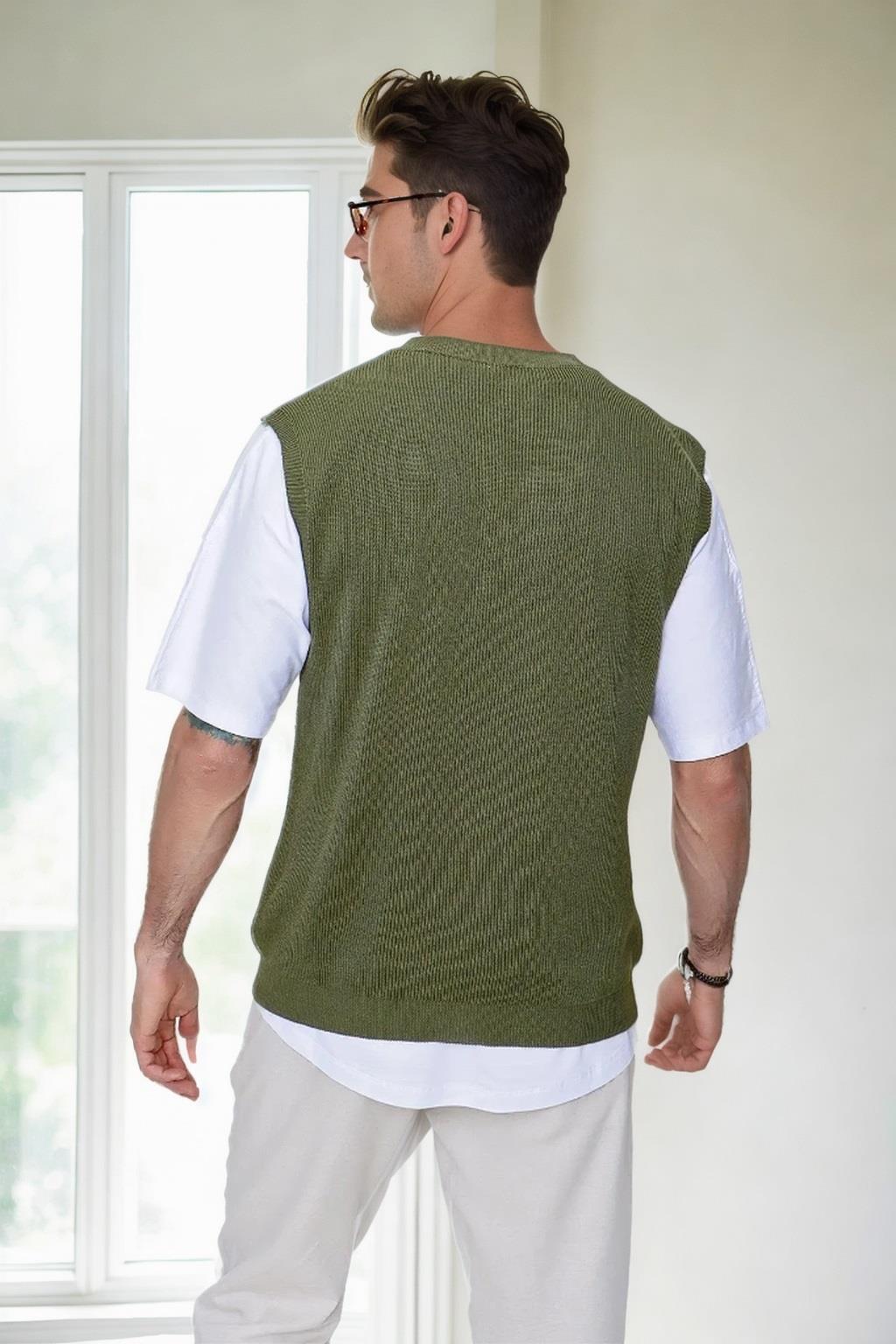26088 Dewberry V-Neck Mens Sweater-Khaki