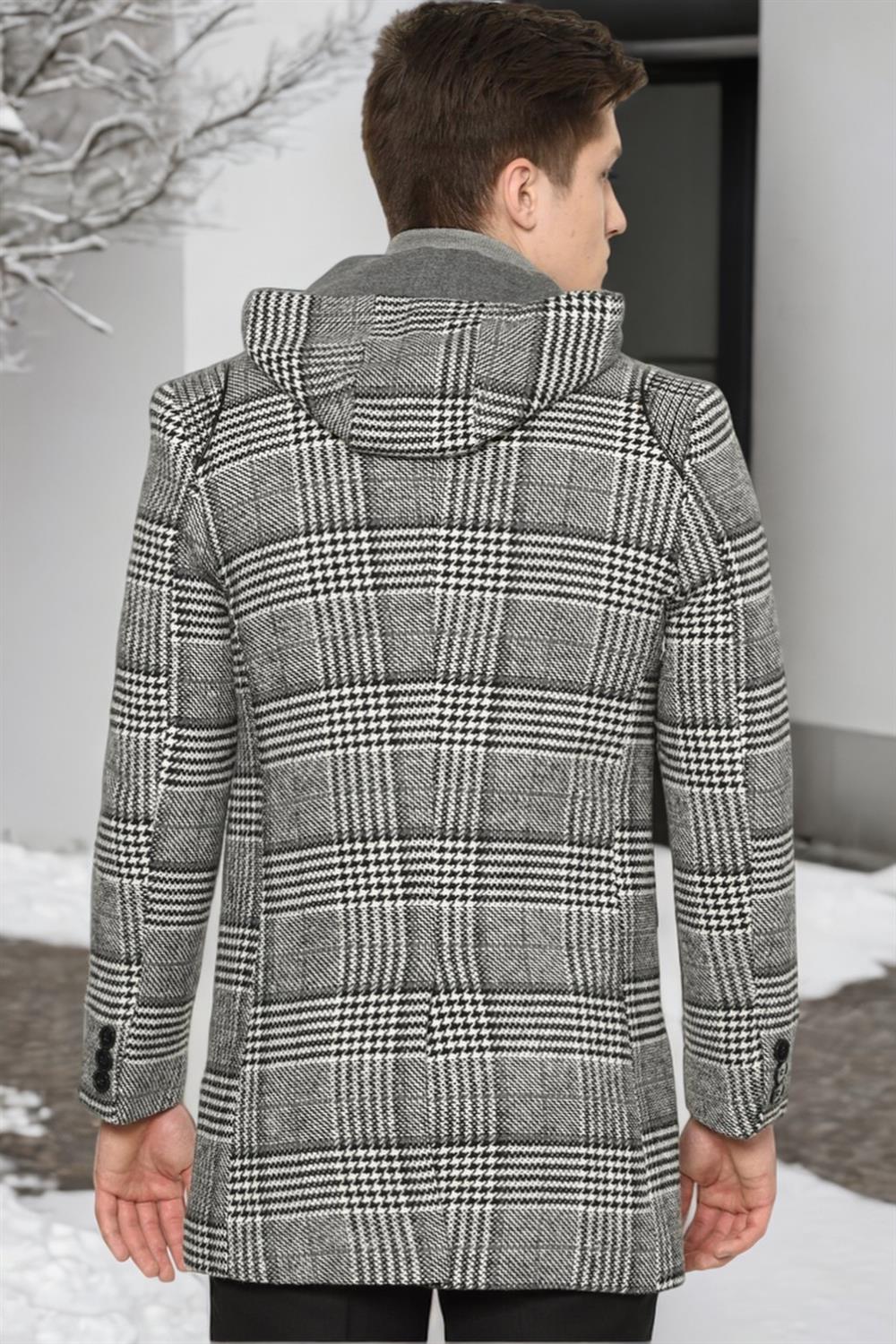PLT8335 DEWBERRY MEN'S COAT-LIGHT PATTERNED BLACK