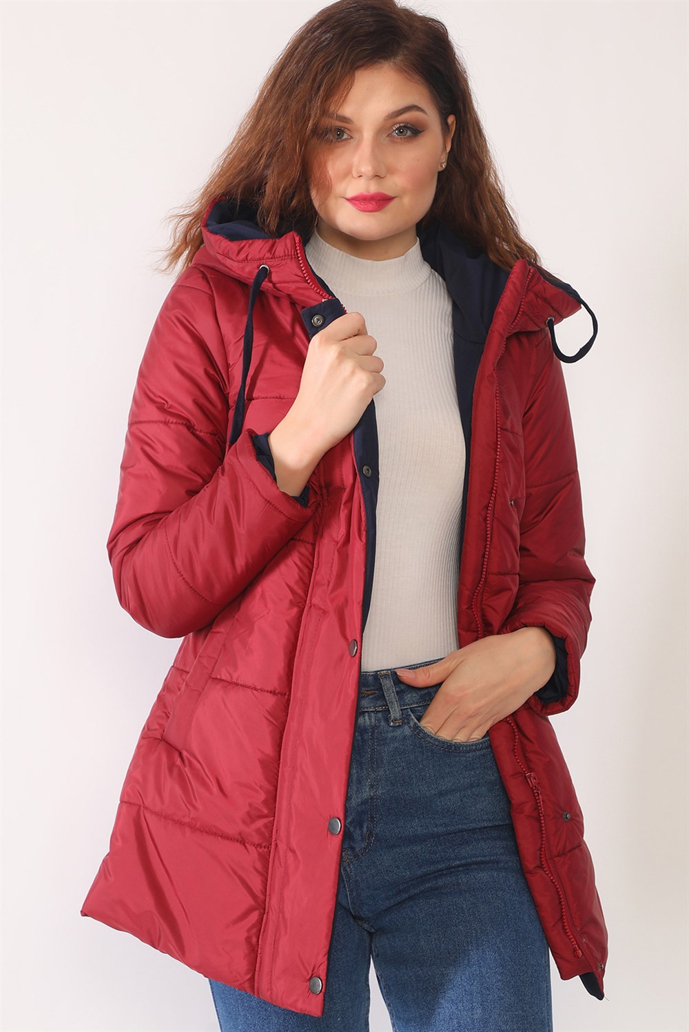 Z6660 DEWBERRY WOMEN'S COAT-BURGUNDY