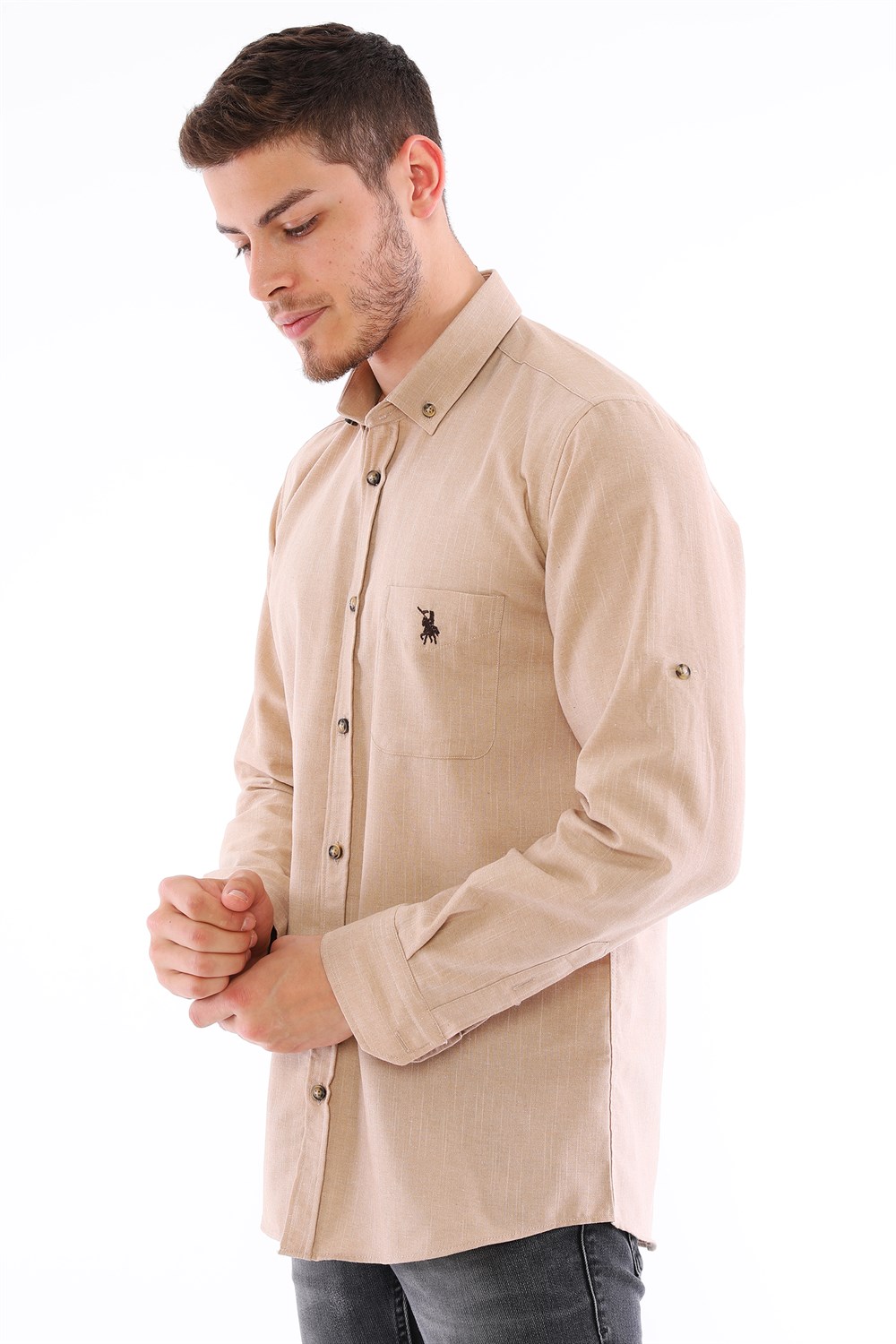G723 DEWBERRY MEN'S SHIRT-BEIGE