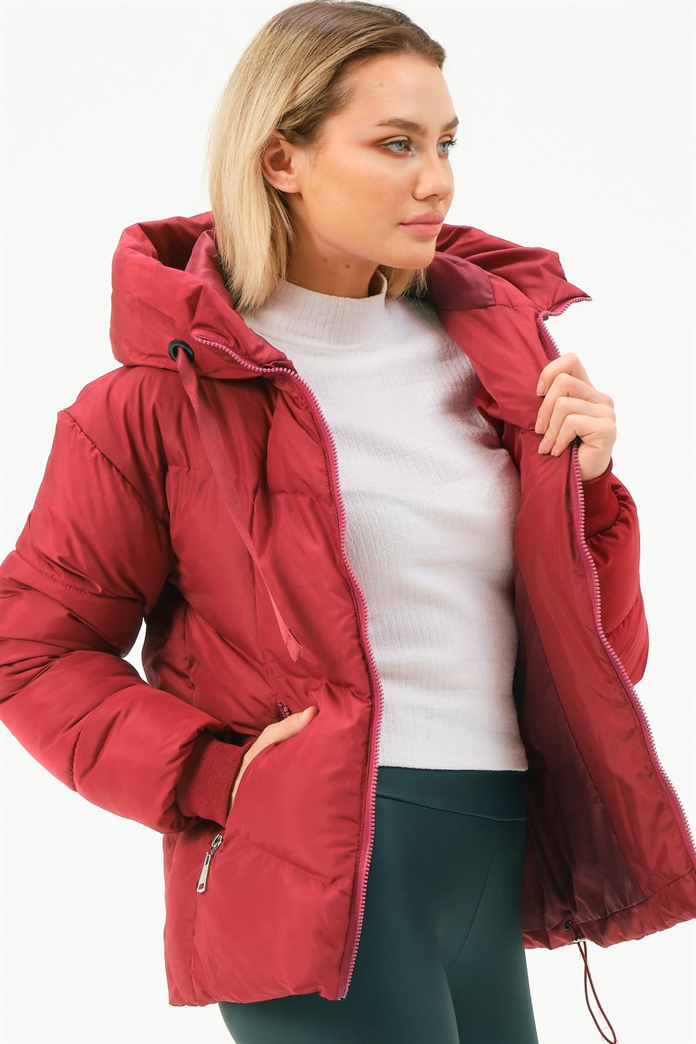 Z6771 DEWBERRY WOMEN'S COAT-BURGUNDY