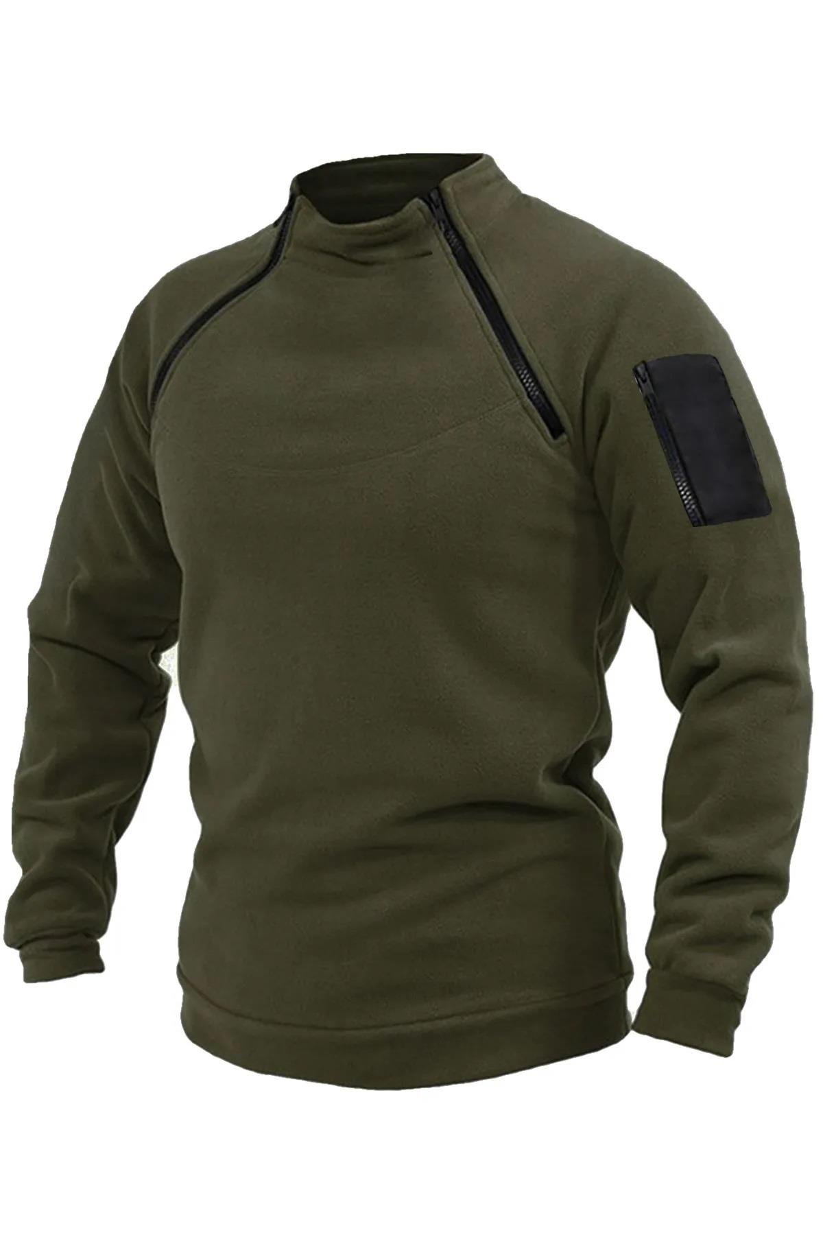 90777 Dewberry Mens Fleece With Arm Pocket-DARK KHAKI