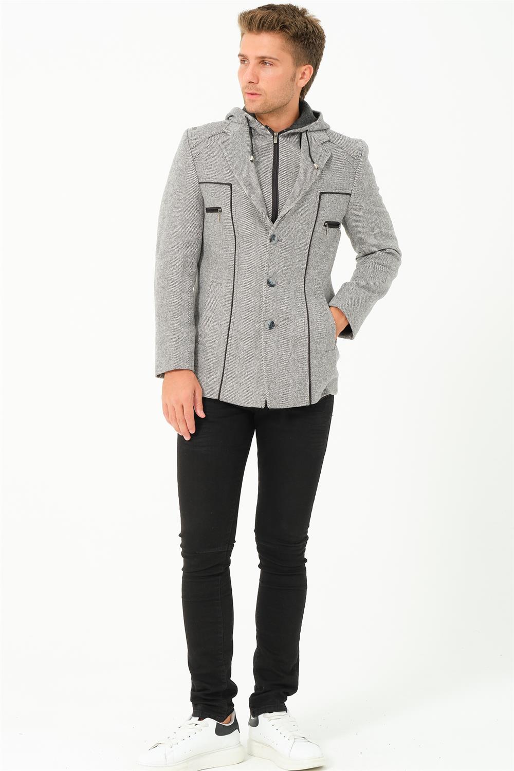 K7532 DEWBERRY MEN&#039;S COAT-DIAGONAL GREY