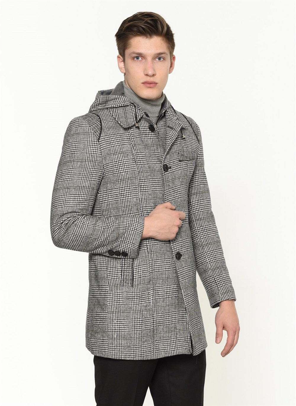 PLT8335 DEWBERRY MEN'S COAT-PLAID GREY