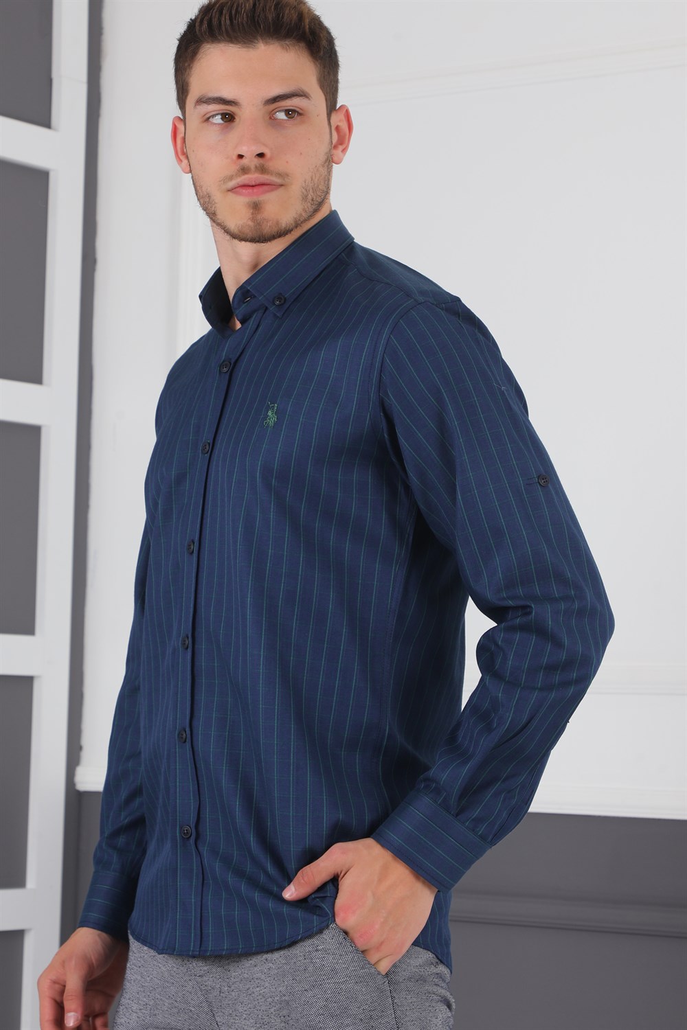G720 DEWBERRY MEN'S SHIRT-NAVY-KHAKI
