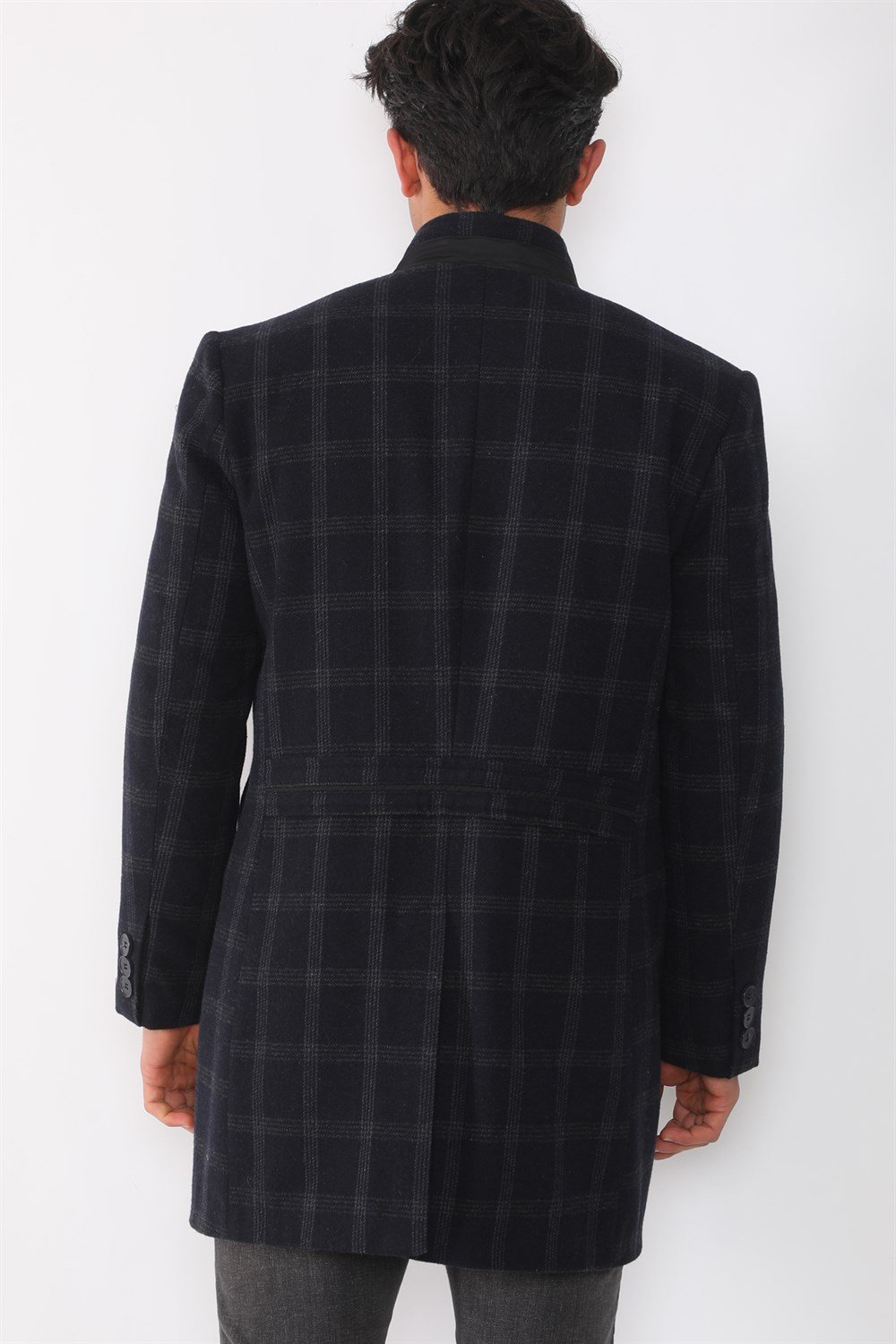 PLT8367 DEWBERRY MEN&#039;S COAT-PATTERNED NAVY BLUE