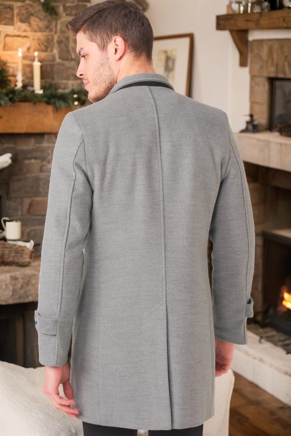 PLT8391 DEWBERRY MEN'S COAT-STRAIGHT GREY