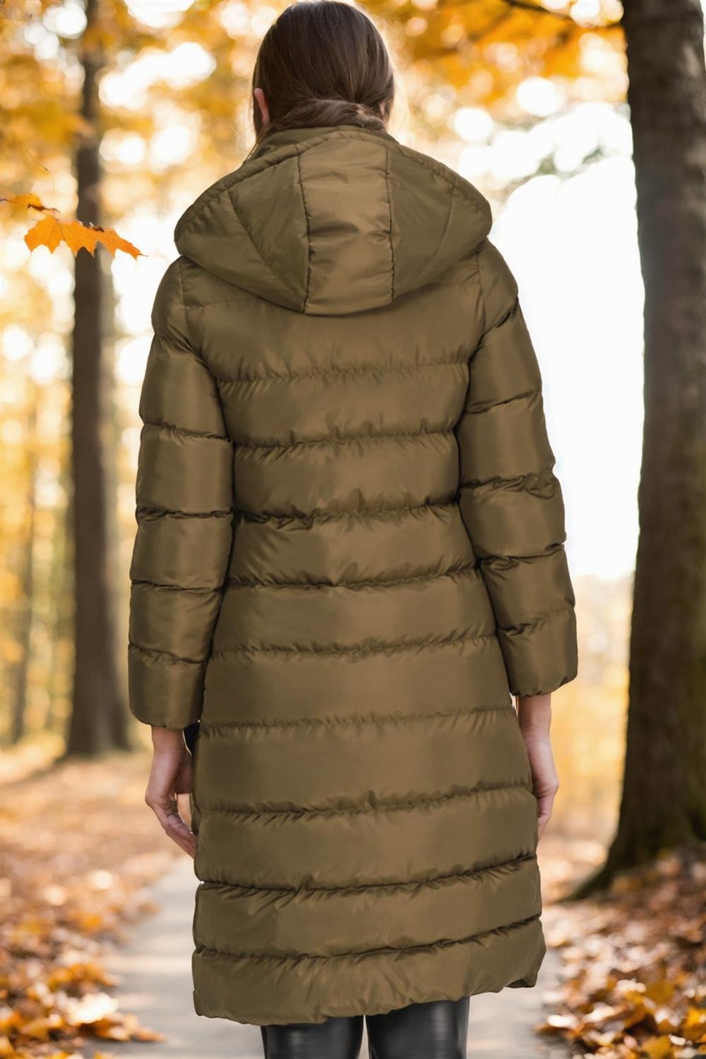 Z6719 DEWBERRY WOMEN'S COAT-PLAIN KHAKI