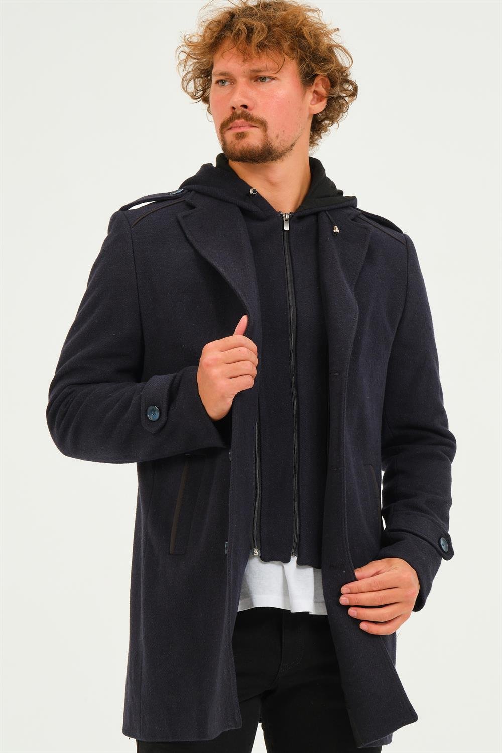 PLT8401 DEWBERRY MEN&#039;S COAT-DIAGONAL NAVY BLUE