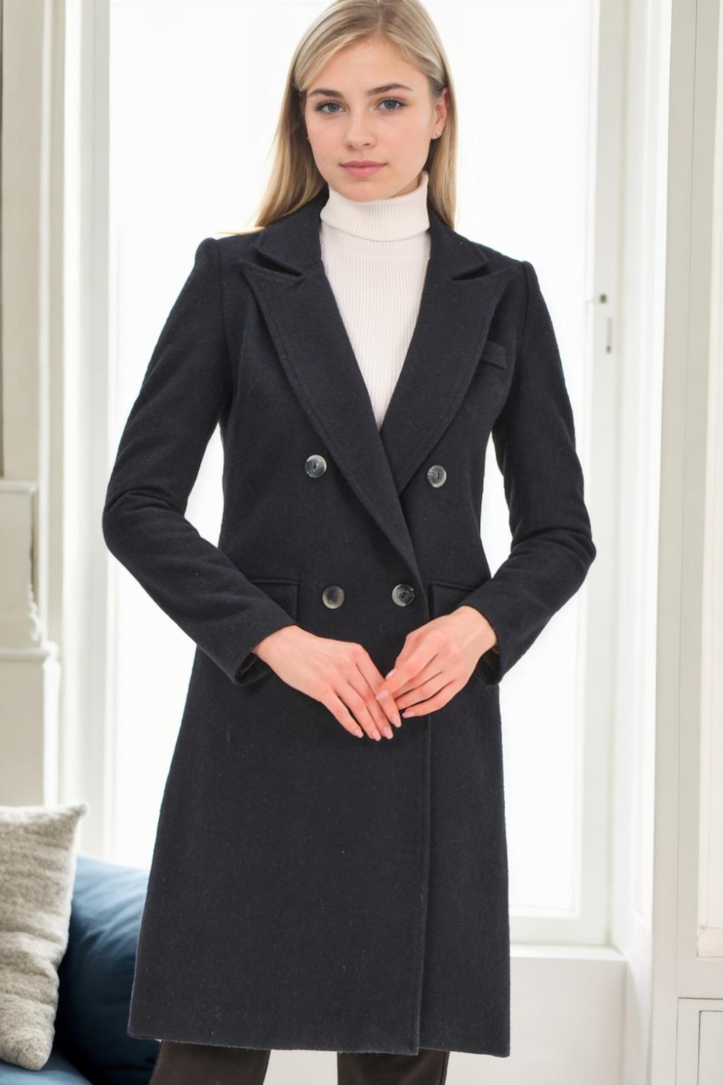 Z9672 DEWBERRY WOMEN'S COAT-NAVY BLUE