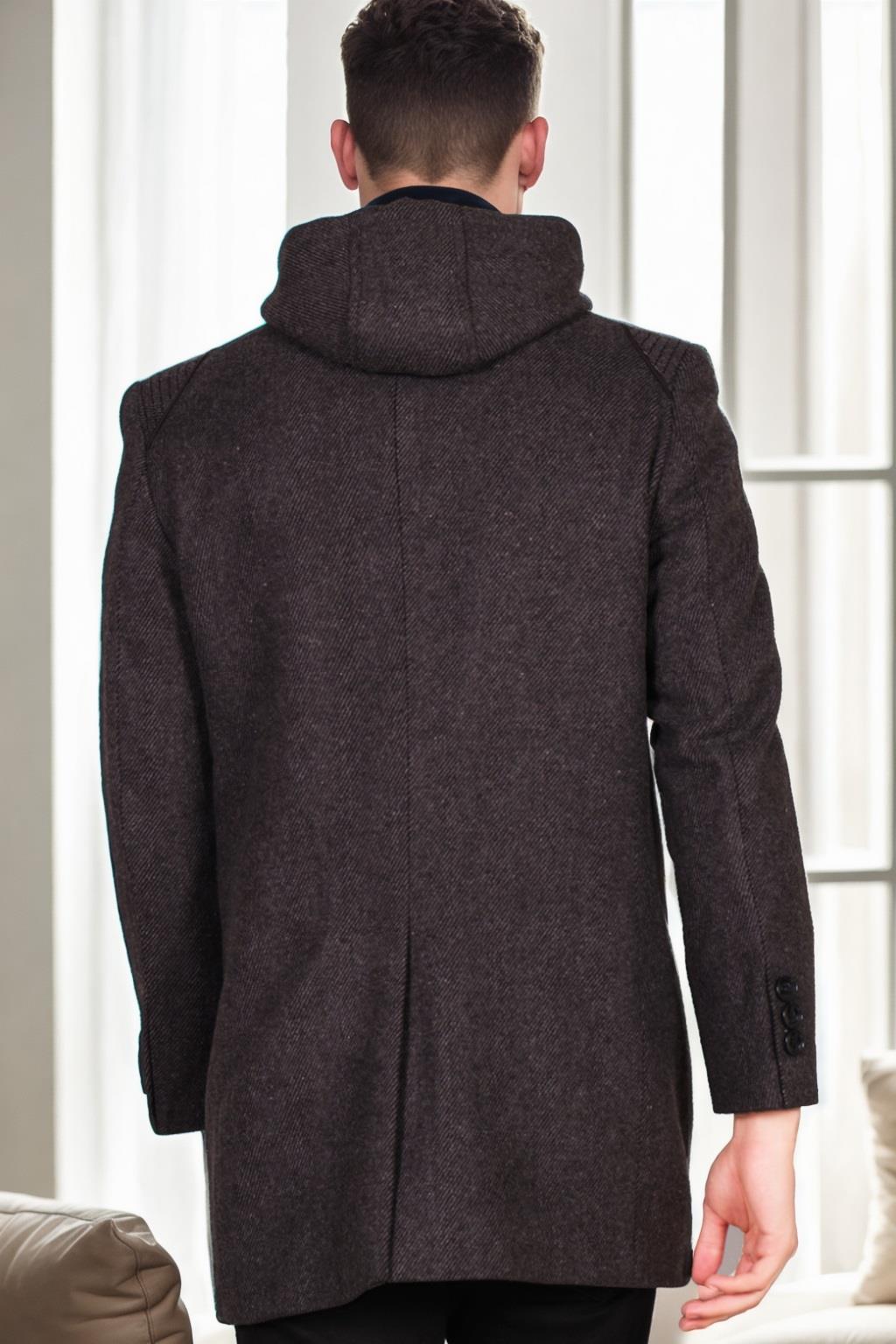 PLT8335 DEWBERRY MEN&#039;S COAT-DIAGONAL BLACK-ANTHRACITE-3