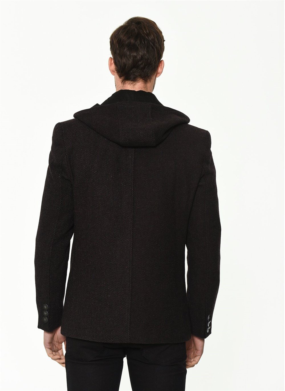 K7532 DEWBERRY MEN&#039;S COAT-PATTERNED BURGUNDY