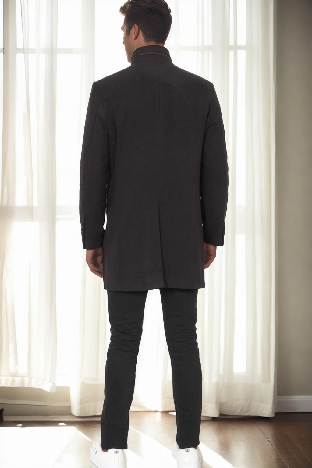 PLT9386 DEWBERRY MEN&#039;S COAT-DIAGONAL BLACK