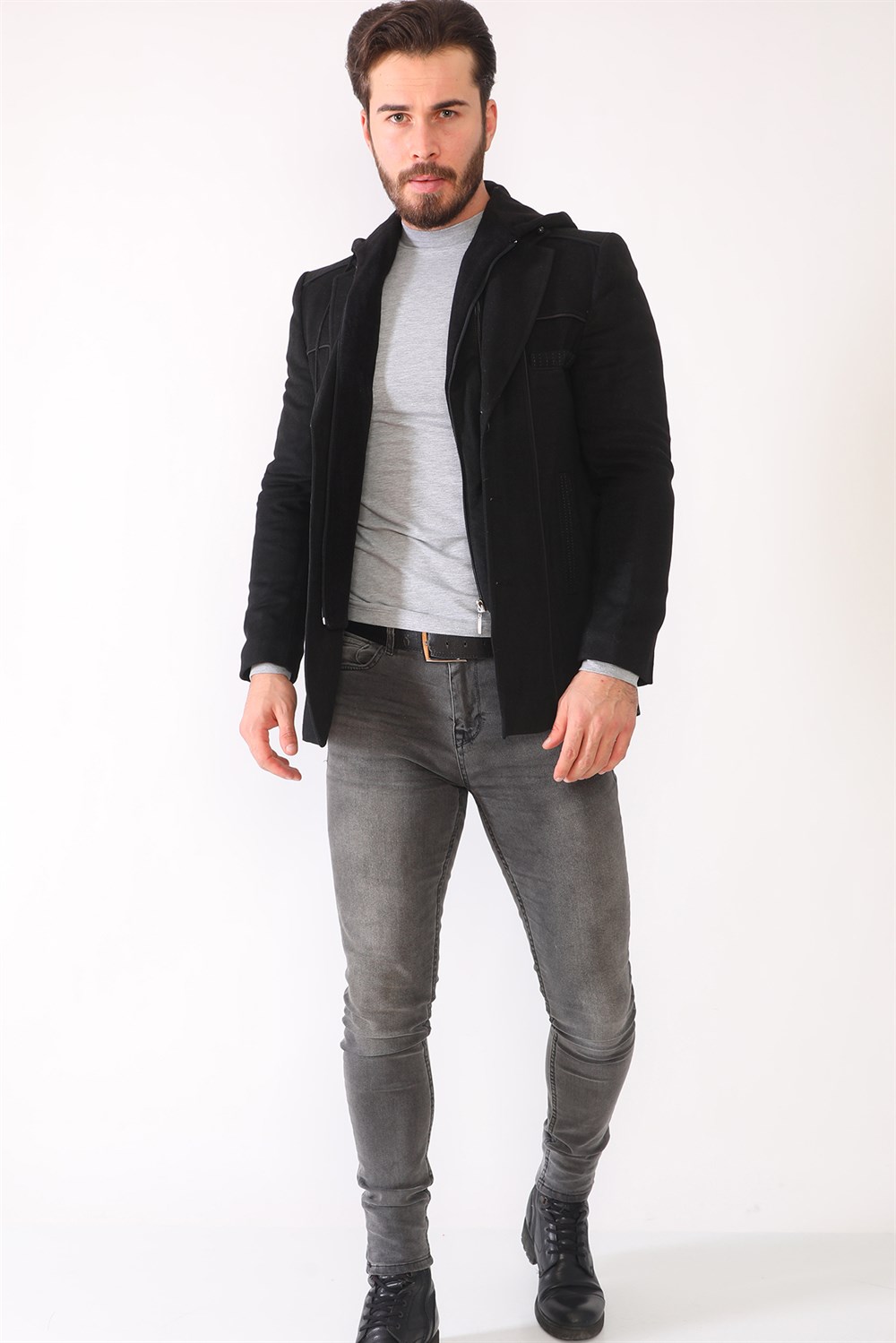K7535 DEWBERRY MEN&#039;S COAT-BLACK