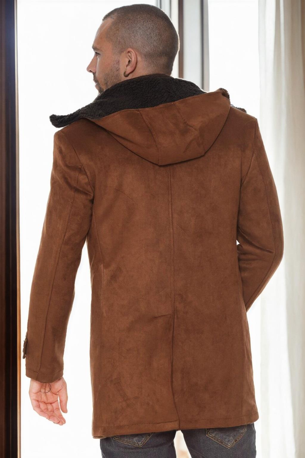PLT9399 DEWBERRY SUEDE MEN&#039;S COAT-OPEN CAMEL