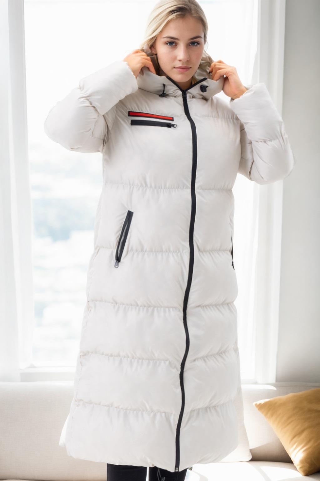 Z6756 DEWBERRY LADIES INFLATABLE COAT-BEIGE-1