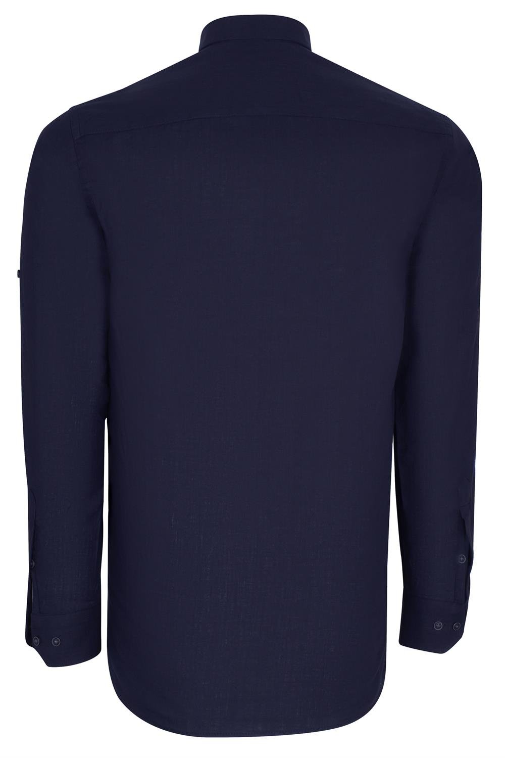 DOUBLE SET G721 DEWBERRY MEN&#039;S SHIRT-NAVY-BEIGE