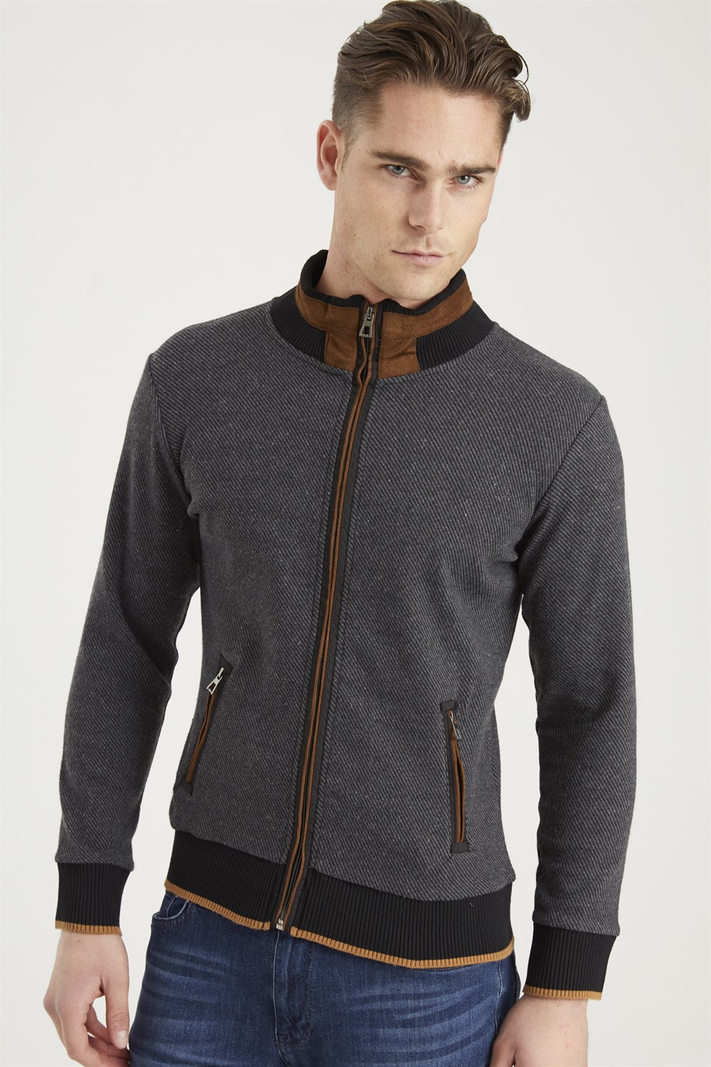 1021 DEWBERRY MEN'S SWEATSHIRT-DIAGONAL ANTHRACITE