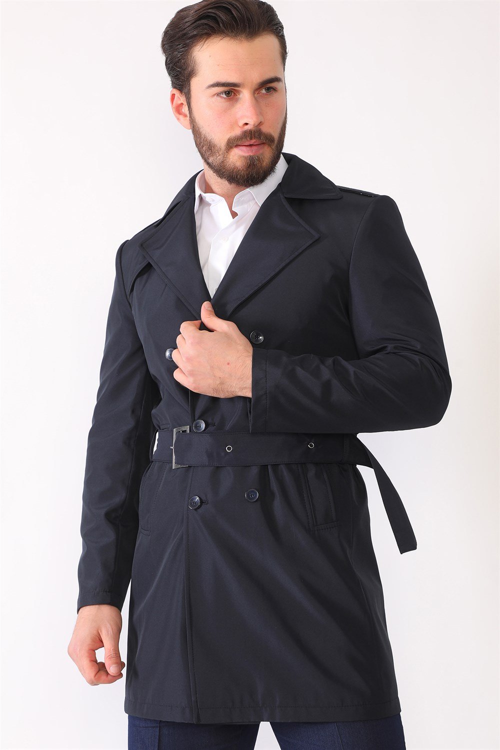 PLT8321 DEWBERRY MEN&#039;S OVERCOAT-NAVY