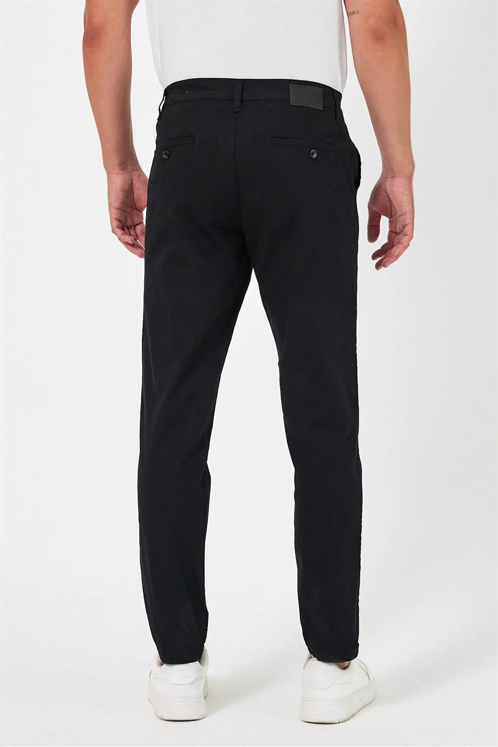 36952 Dewberry Gabardine Cotton Slim Fit Chino Mens Trousers-BLACK