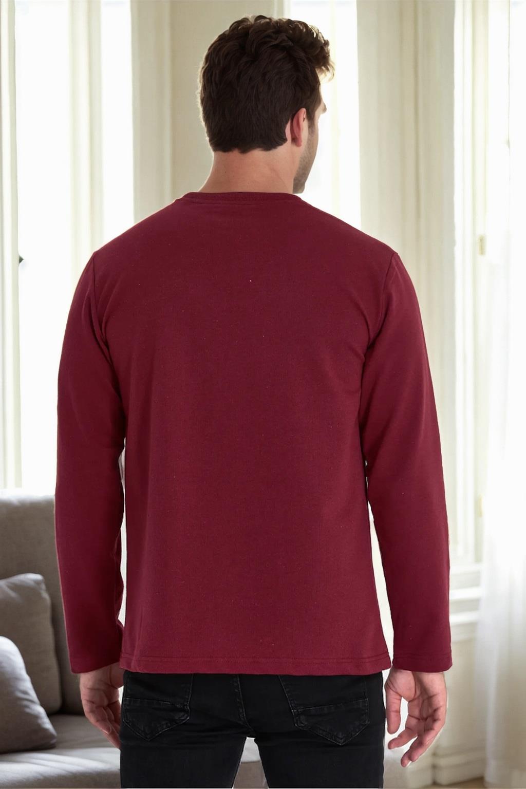 40222 Dewberry Double Crew Neck Mens Sweatshirt-BURGUNDY