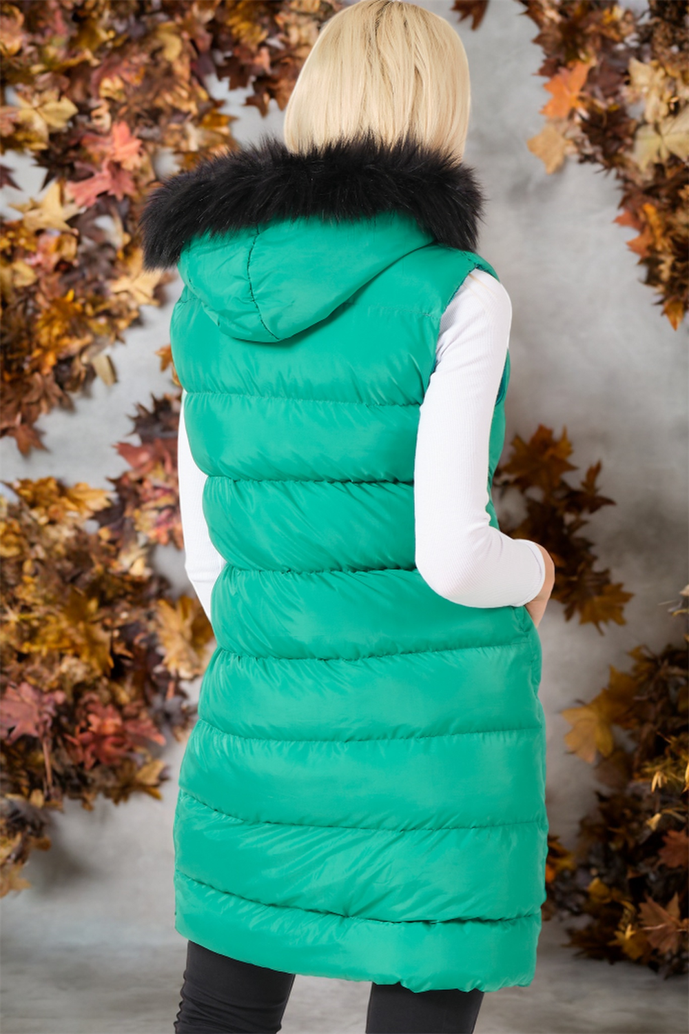 Z6761 DEWBERRY WOMEN'S VEST-PLAIN GREEN