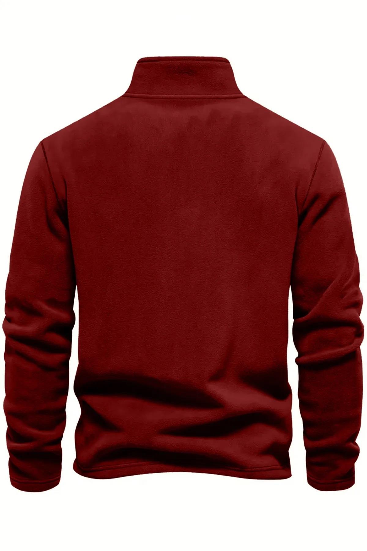 49143 Dewberry Half Zipper Stand Collar Mens Fleece-BORDEAUX