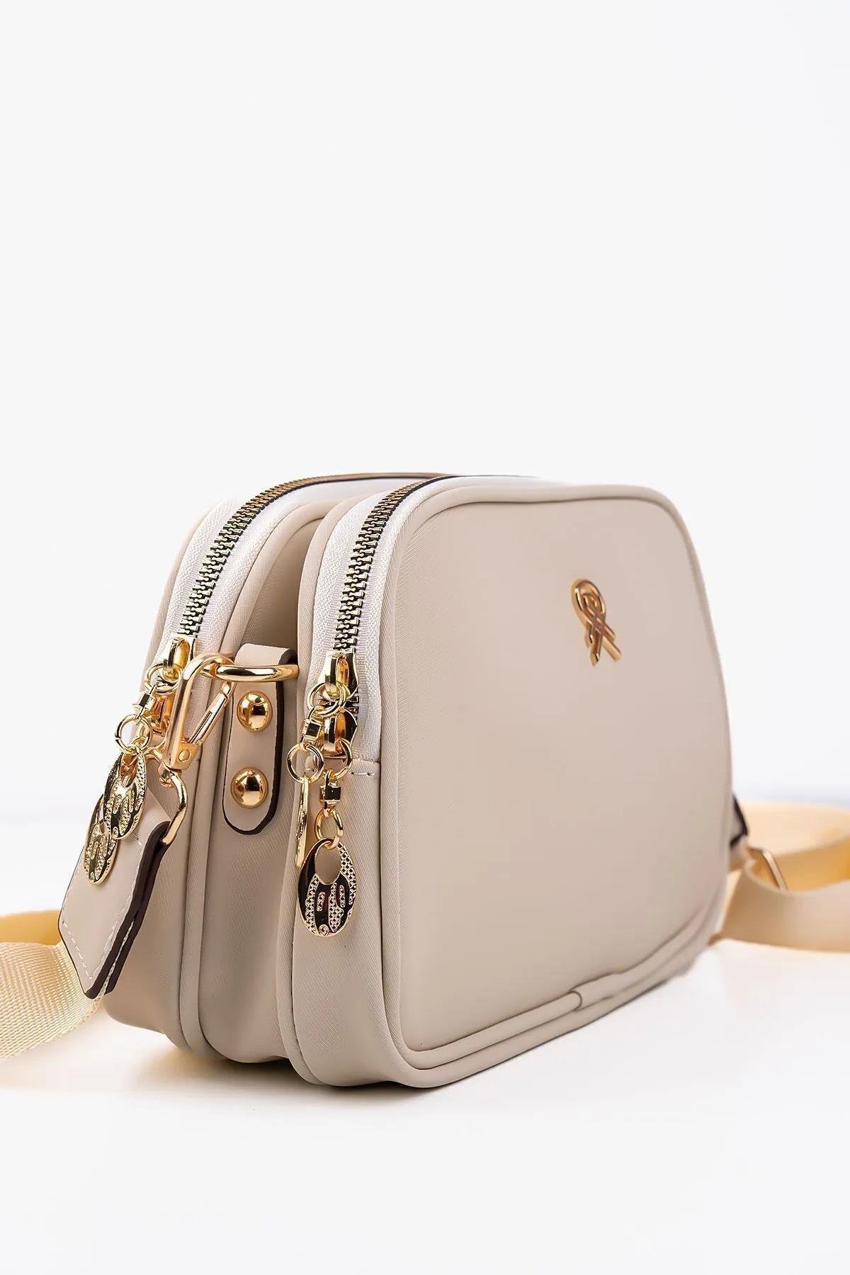 65316 Dewberry Womens Adjustable 3 Compartment Shoulder Bag-KREM