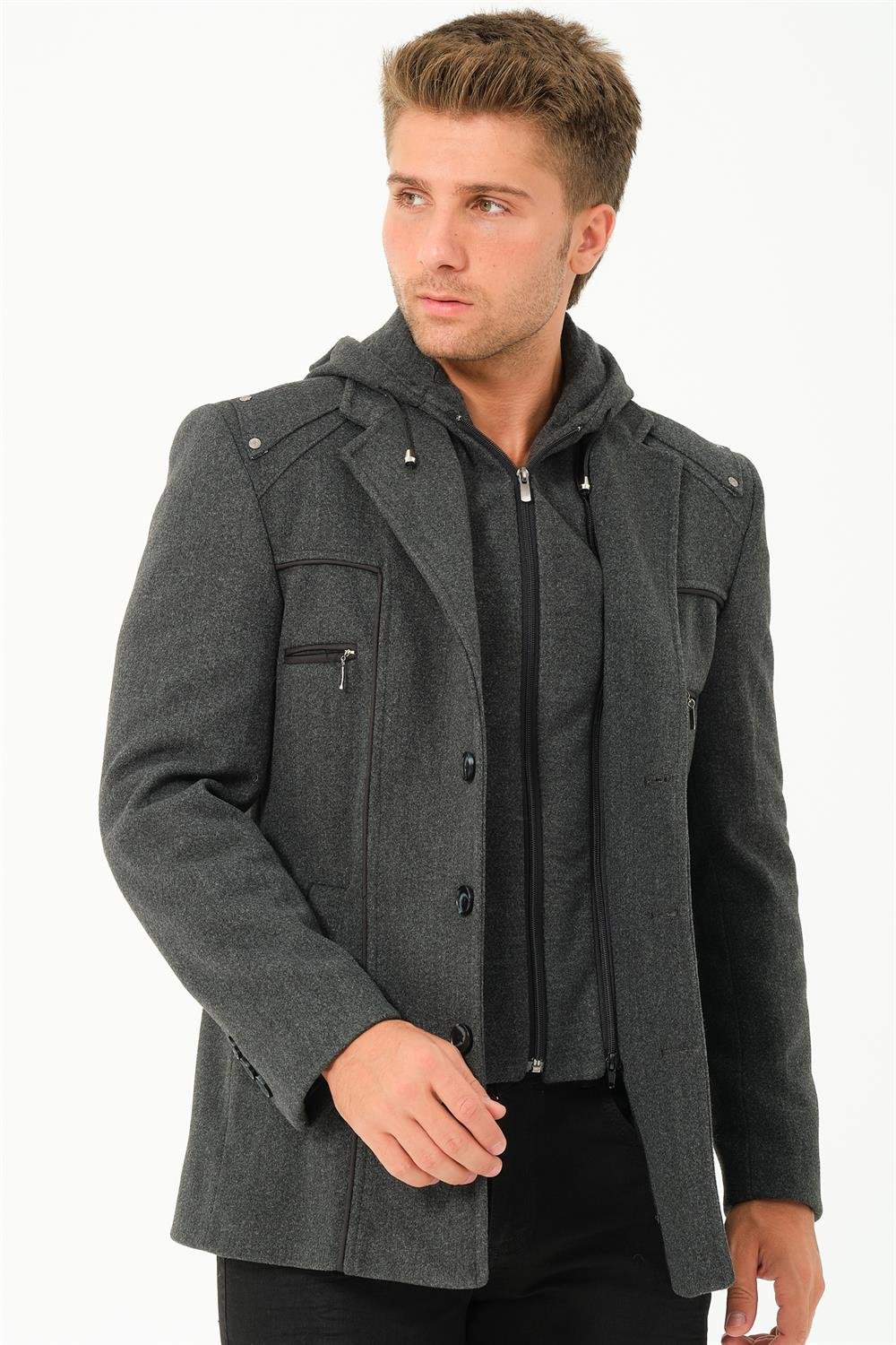 K7532 DEWBERRY MEN&#039;S COAT-STRAIGHT ANTHRACITE