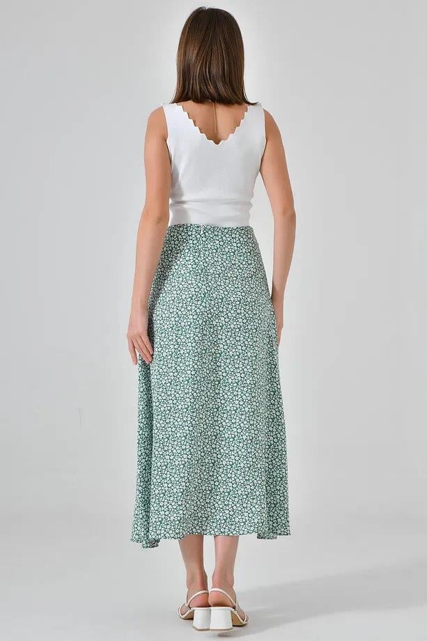 16652 Dewberry Womens Midi Woven Skirt-GREEN