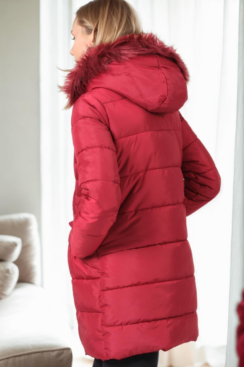 Z6745 DEWBERRY WOMEN'S COAT-BURGUNDY-1