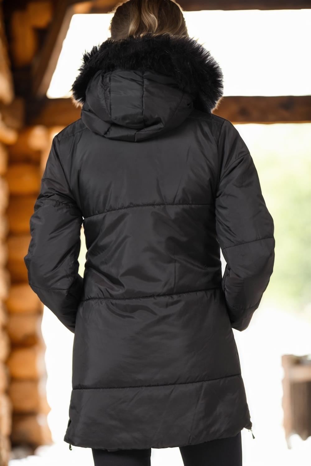 Z6668 DEWBERRY WOMEN'S COAT-DARK BLACK