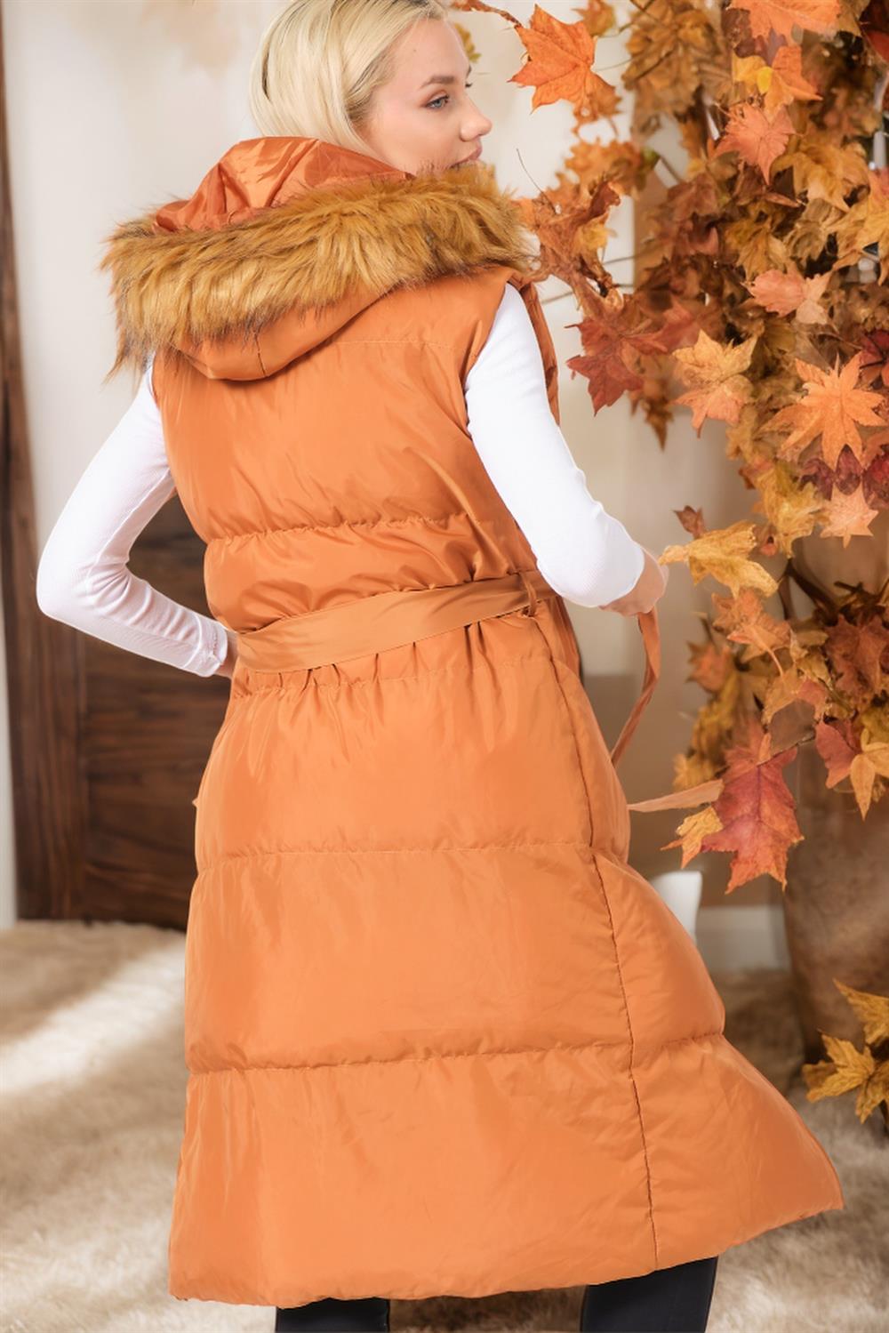 Z6744 DEWBERRY WOMEN'S VEST-DARK TAN