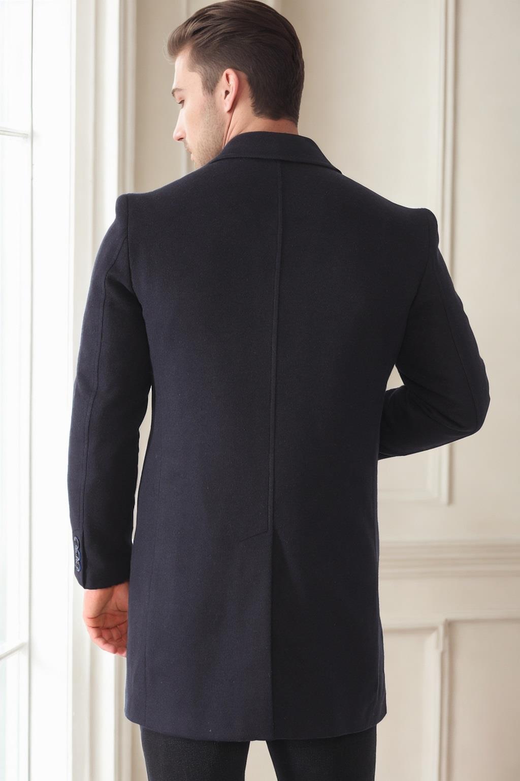 PLT8364 DEWBERRY MEN&#039;S COAT-PLAIN NAVY BLUE