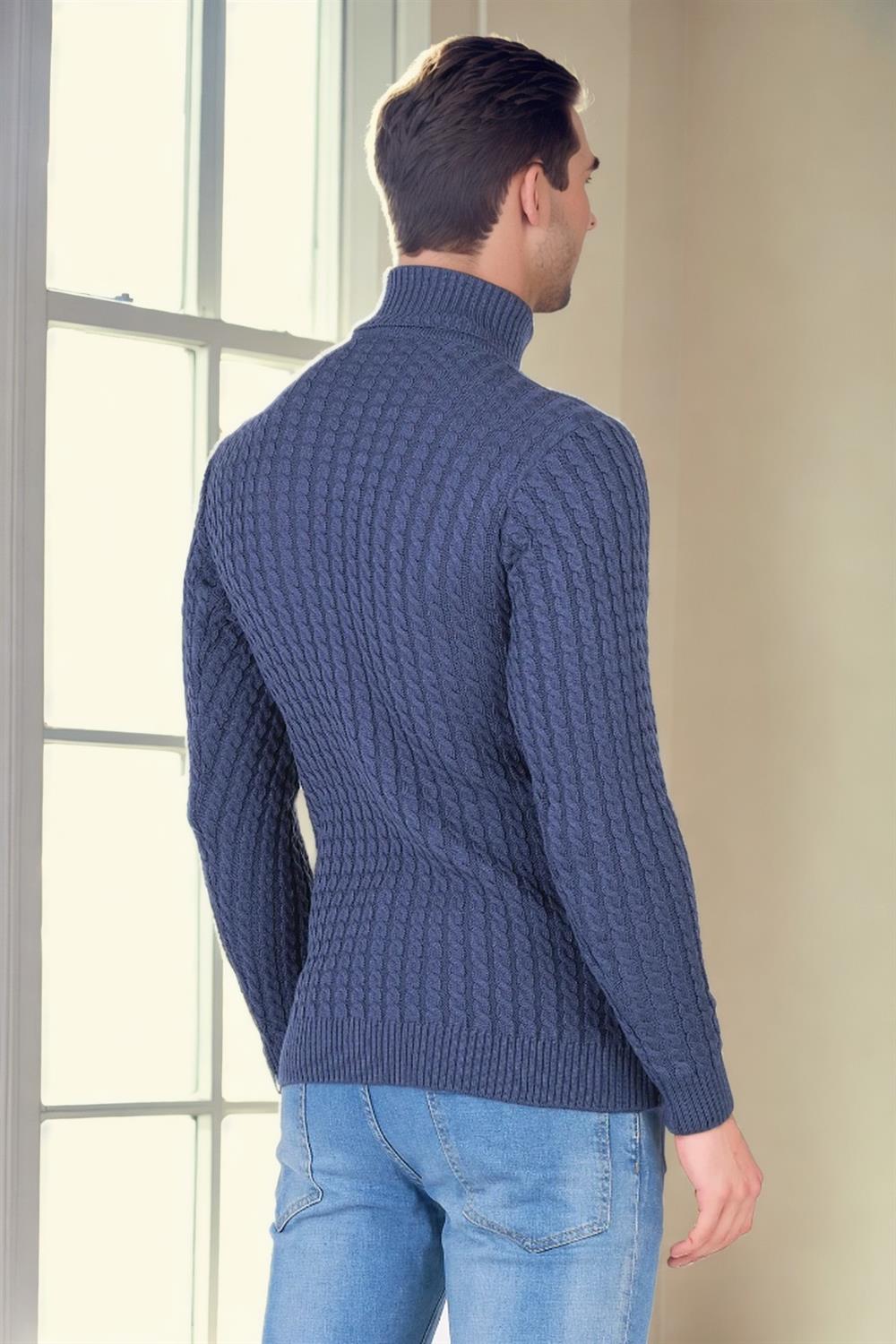 19295 Dewberry Turtleneck Mens Sweater-INDIGO