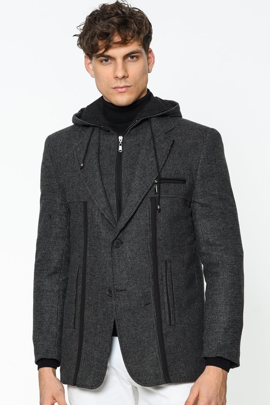 Pánsky kabát Dewberry vzorovaný antracit